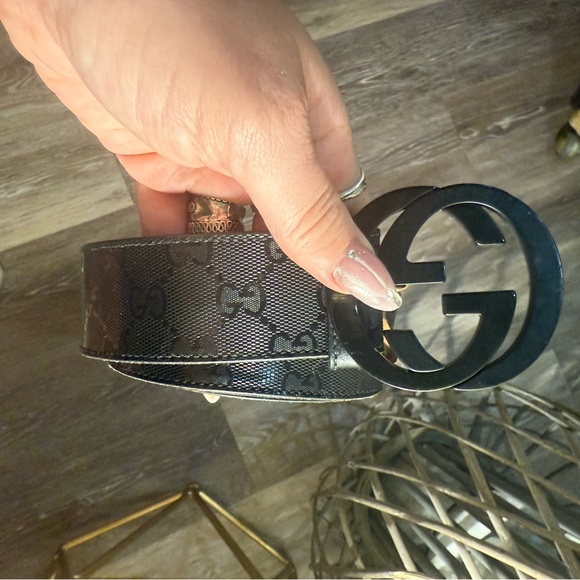 Gucci • Black on Black GG Monogram Unisex Belt - Picture 1 of 9
